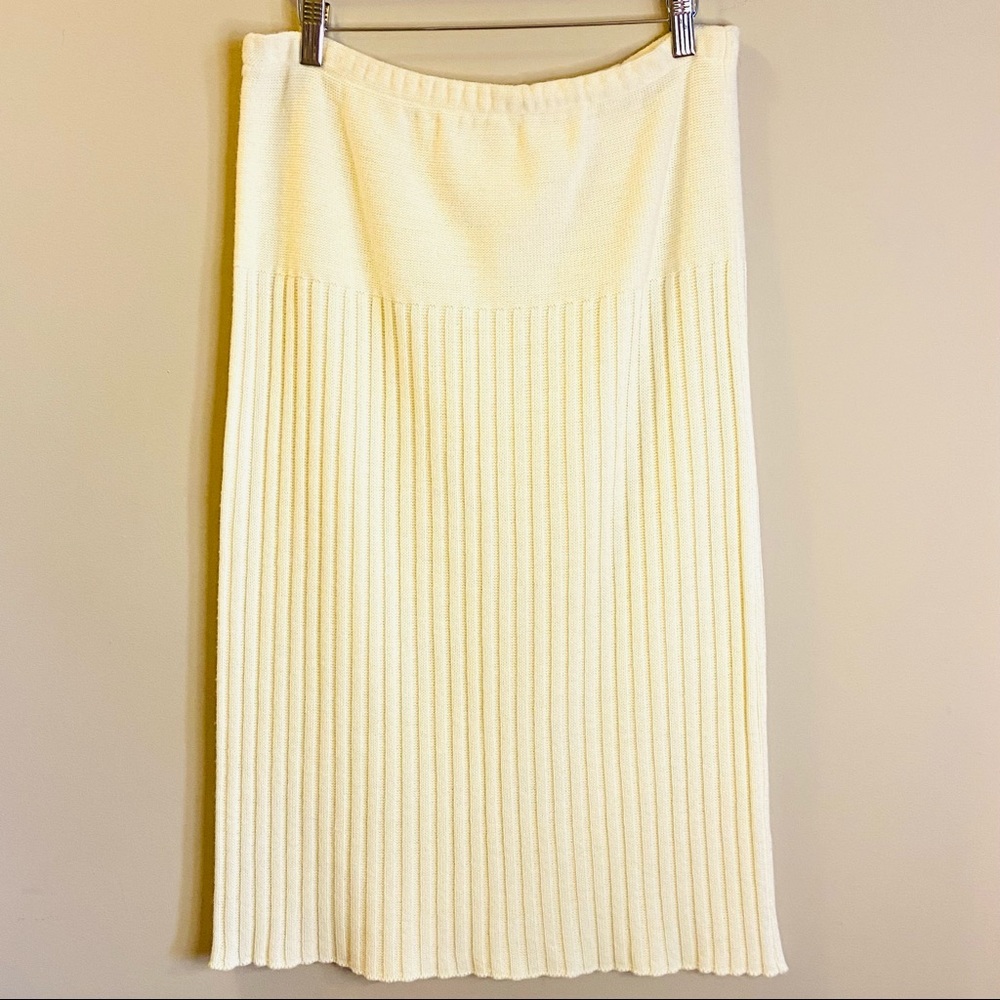VTG White Wool Ribbed Midi Skirt-31” W